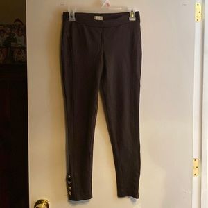 Ladies brown stretch pants with snaps at the ankles by Cache